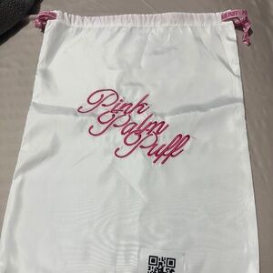 Pink palm puff cinch bag satin